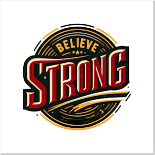 BELIEVE STRONG - TYPOGRAPHY INSPIRATIONAL QUOTES Posters and Art